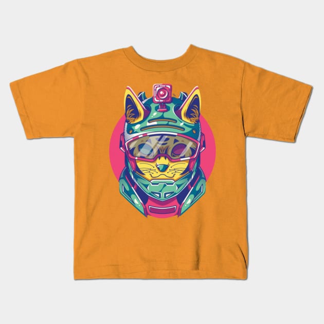 Cyberpunk cat Kids T-Shirt by Rakos_merch